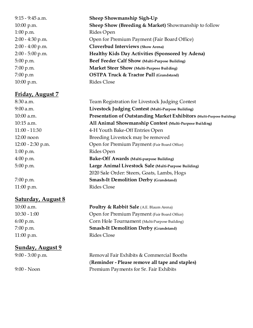 Pike County Fair – Piketon, Ohio – July 26 – August 3, 2019